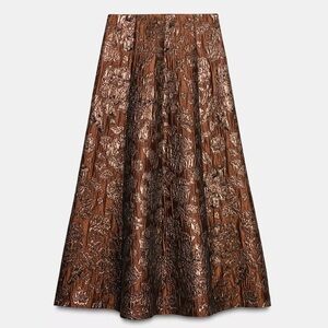 Zara NWT Shiny Jacquard Cape Skirt size M